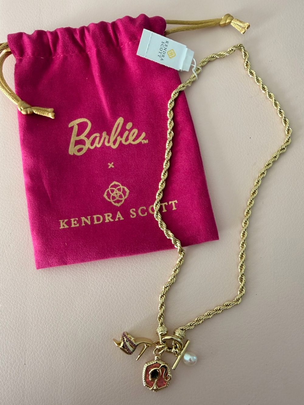 NWT Kendra Scott x Barbie Gold Charm Necklace
